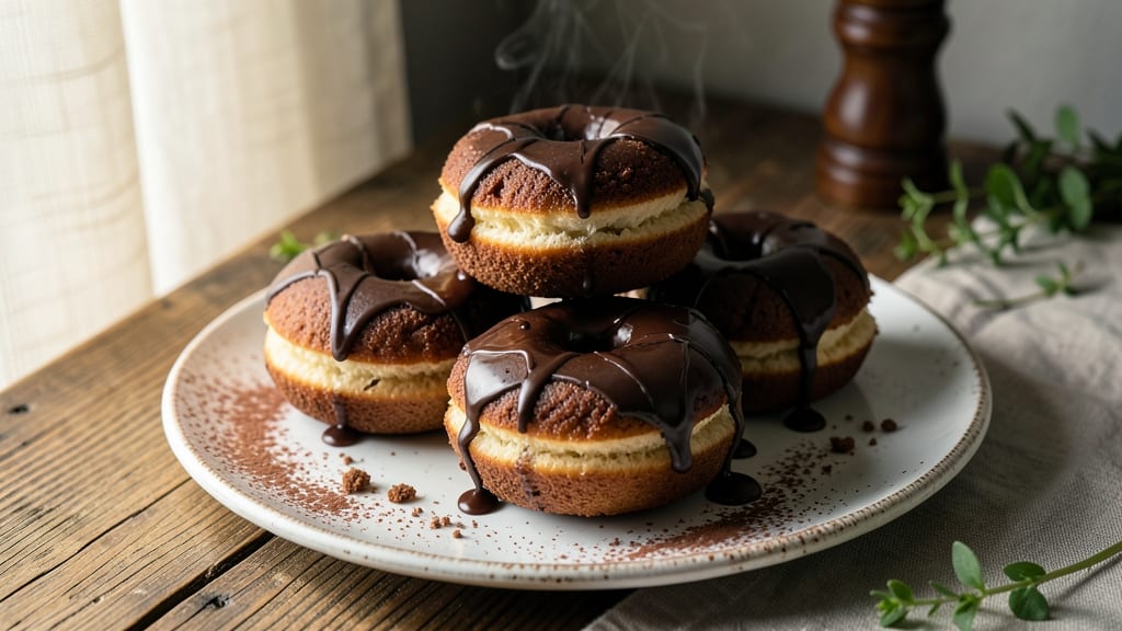 Baked Chocolate Glazed Donuts Recipe: Triple-Layered Crunch With Warm Coffee-Infused Filling