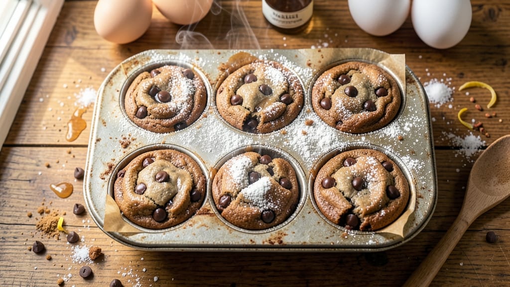 Brownie Chocolate Chip Cookie Recipe in Muffin Tin: Fudgy-Chewy Bites With Chip Rivers