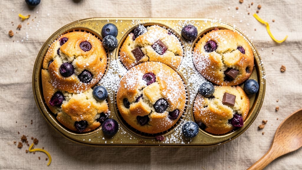 Blueberry Chocolate Muffins Recipe: Wild Blueberry Swirls and Deep Chocolate Crunch