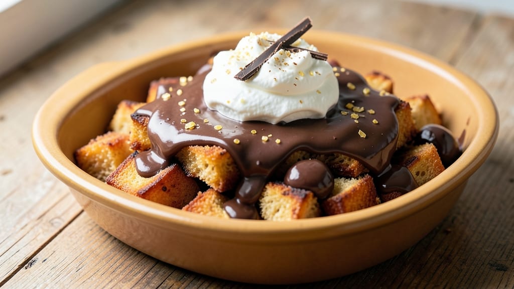 Bread and Butter Chocolate Pudding Recipe: Triple-Layered Crunch With Vanilla-Infused Cream