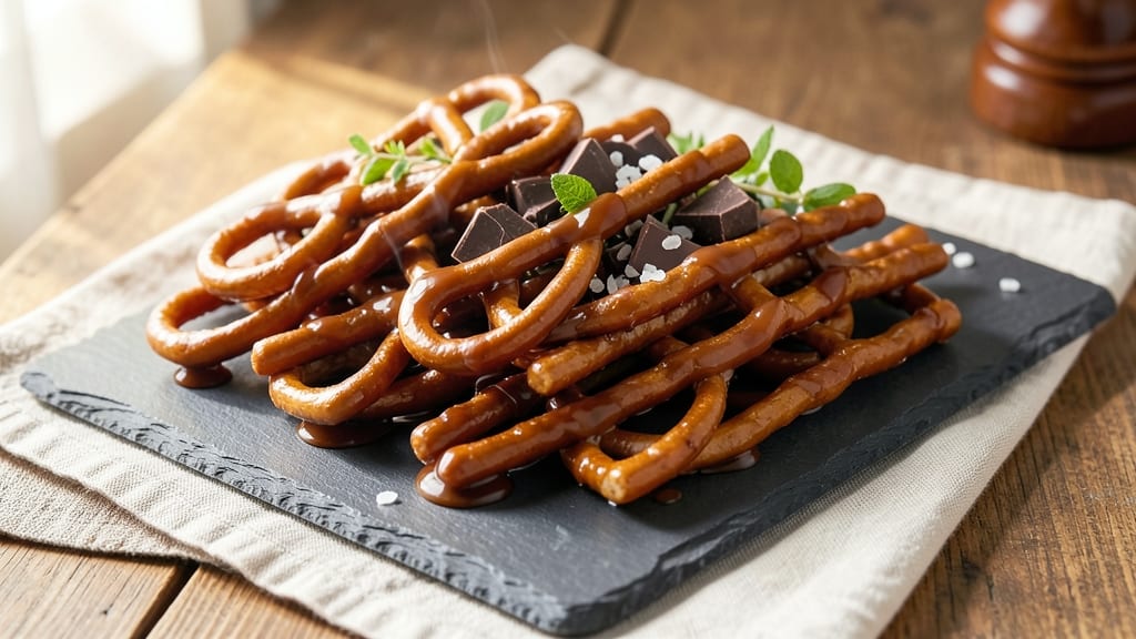 Caramel Chocolate-Dipped Pretzels Recipe: Crunchy Twists With Gooey Caramel Rivers