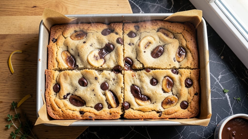Banana Chocolate Chip Cookie Bars Recipe: Triple-Layered Crunch With Warm Vanilla Streaks