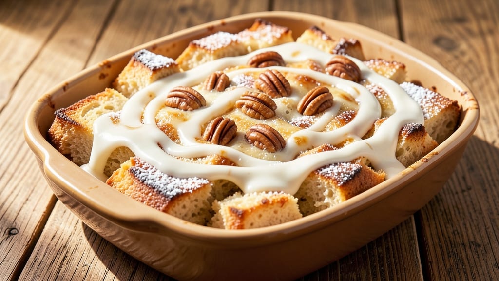 Bread Pudding Recipe With White Chocolate Sauce: Warm Vanilla Swirls and Decadent Drizzle
